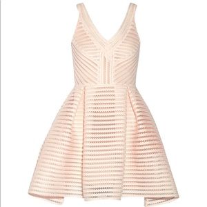 Maje Rayure Mesh Stripe Dress in Pastel Pink